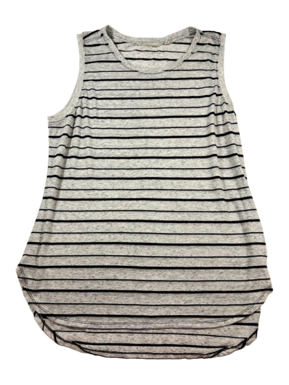 Athleta Women's Striped Knit Tank Top XL Gray/Black Crew Neck Sleeveless